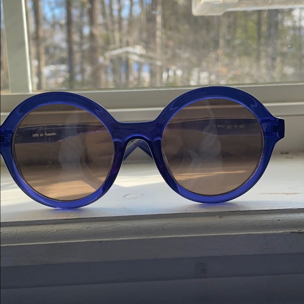 Round blue sunglasses